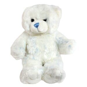 Build-A-Bear White Light Blue Plush Teddy Bear Fuzzy Stuffed Animal BAB 16 Inche